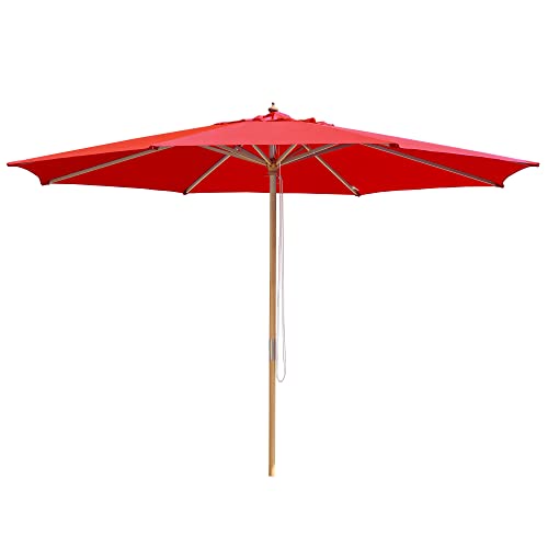 Canvas Beach Umbrella With Wooden Pole
